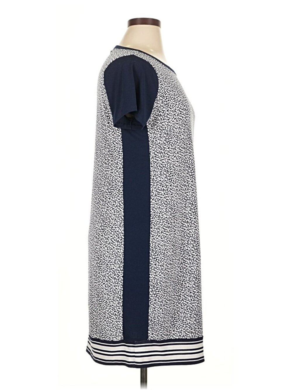 MICHAEL Michael Kors Navy Floral Shift Dress Cap Sleeve Striped Hem Size XL - Picture 5 of 7